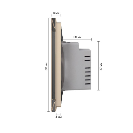 Трехклавишный сенсорный выключатель EU стандарт, 1 пост, цвет золотой Livolo