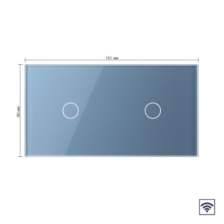 Сенсорный радиоуправляемый выключатель 2 клавиши (1-1), 2 поста Синий Livolo