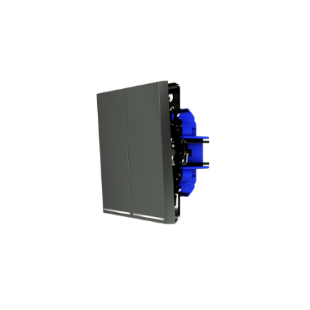 Проходной переключатель встраиваемый Voltum S70 двухклавишный с подсветкой 10А, (титан)