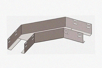 Лоток угловой перфорированный КГ 150х50-135 УТ1,5 поворот на 135, оцинкованный лист, S1,5