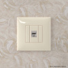 Компьютерная розетка RJ-45 без шторки в стену, кат.6А одинарная экранированная, "Avanti", "Ванильная дымка" DKC