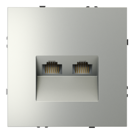 Розетка компьютерная встраиваемая Voltum S70 двойная RJ45+RJ45 КАТ.6, (сталь)