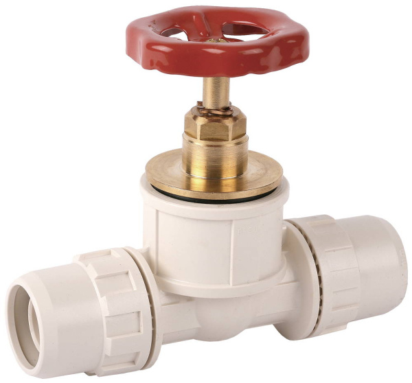 Кран "ШиреФит" запорный в сборе "штуцер с гайкой - кран запорный с маховиком- штуцер с гайкой", 16мм ЗУБР