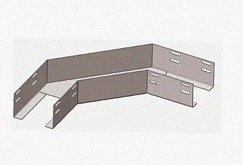 Лоток угловой перфорированный КГ 200х65-90 УТ1,5 поворот на 90, оцинкованный лист S1,0