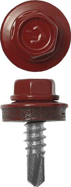 Саморезы СКМ кровельные, RAL 3003 рубиново-красный, 25 x 5,5 мм, 420 шт, для металлических конструкций, Профессионал ЗУБР