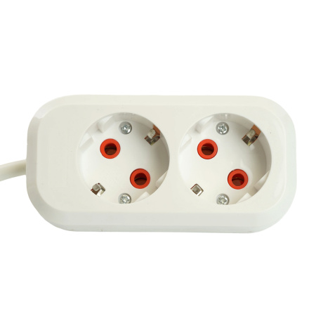 Удлинитель двухместный с/з STEKKER HM06-21-07 3x1мм², 7м, серия Home (У10-001), белый