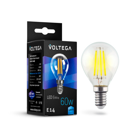Лампа св/д E14 6Вт 4000K Прозрачный Globe 6W 7022 Voltega