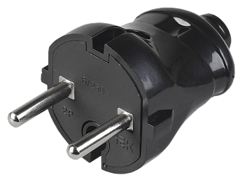 Вилка разборная прямая ВПп20-02-Ст без заземляющего контакта 6А черная IEK