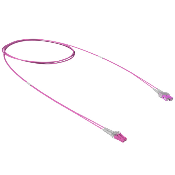 Оптический коммутационный шнур переходной Duplex SC-UPC/LC-UPC, 50/125 OM4, 1 м DKC