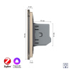 Двухклавишный умный сенсорный диммер Livolo ZigBee, 1 пост, Золотой VL-C702D2Z-2AG