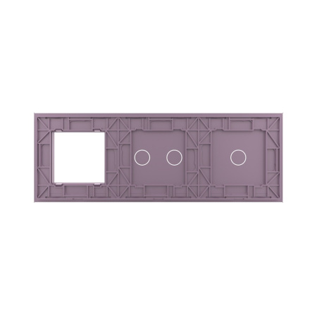 Панель для двух сенсорных выключателей и розетки, 3 клавиши (1+2), цвет розовый, стекло Livolo