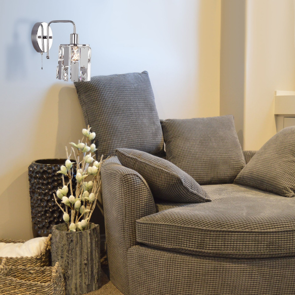 Бра с хрусталем 1*E14 60Вт хром IP20 Scoppio (10101/1 хром) Eurosvet