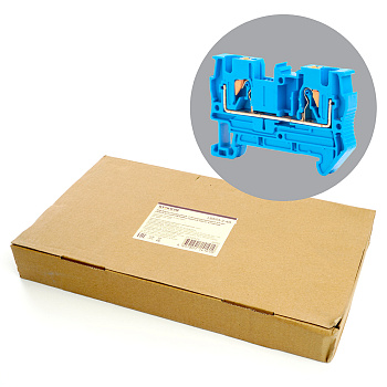 Зажим пружинный, 3-проводной проходной ЗНИ - 4, JXB PT 4 TW, синий LD573-2-40 STEKKER