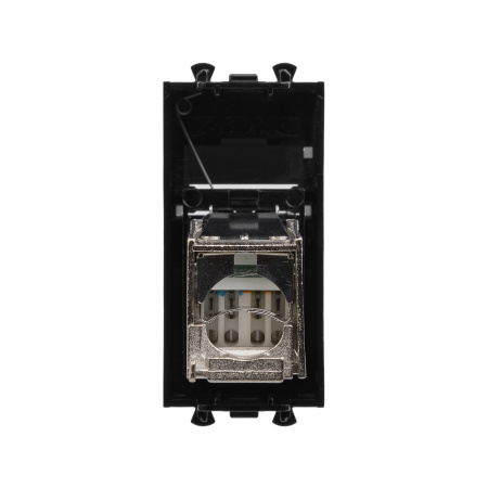 Компьютерная розетка RJ-45 модульная, кат.6 экранированная, "Avanti","Черный квадрат", 1 модуль DKC