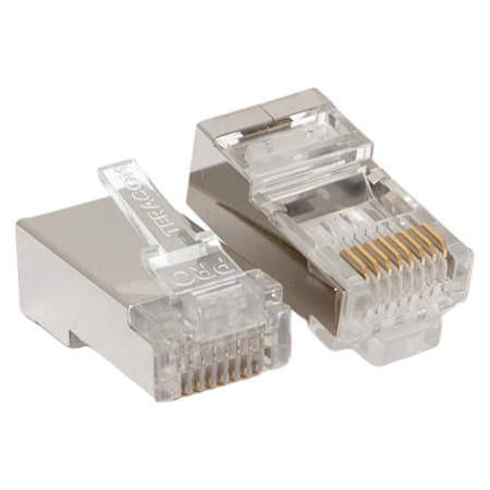 Коннектор RJ-45 TERACOM PRO экранированный 8P8C 30мкд Cat,6 (упак,20шт) EKF