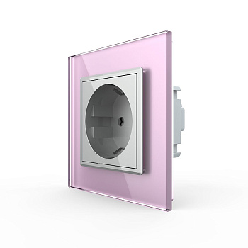 Розетка Livolo 1 пост Серая с розовой рамкой VL-C7C1EU-15/17