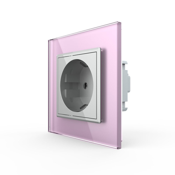 Розетка Livolo 1 пост Серая с розовой рамкой VL-C7C1EU-15/17