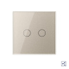 Двухклавишный проходной/перекрестный сенсорный выключатель 1 пост, цвет шампань Livolo
