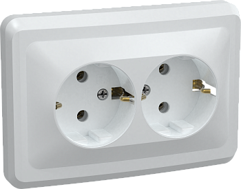 Розетка 2-местная РС12-3-ВБ с з/з без защитной шторки 16А ВЕГА белый IEK