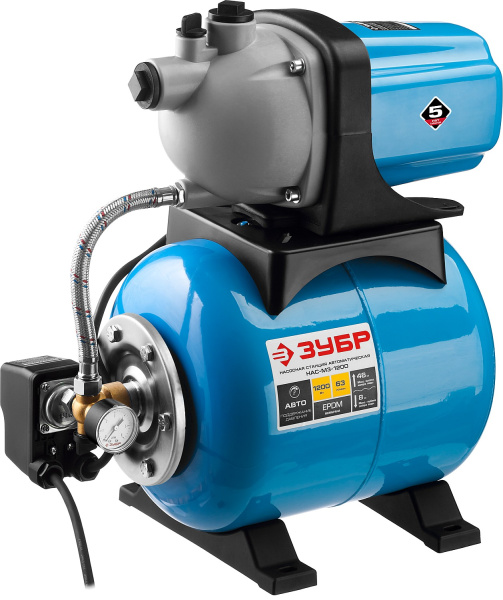Станция насосная "Мастер" М3 автоматическая, 1200 Вт, пропускная способность 63 л/мин, напор 46 м, бак 20 л ЗУБР
