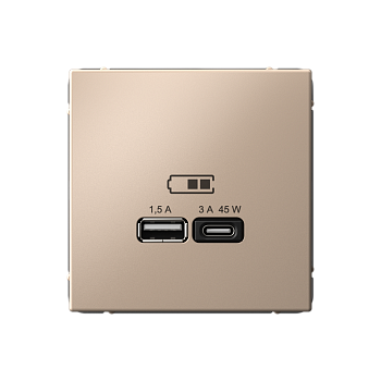 ARTGALLERY USB РОЗЕТКА A + тип-C 45Вт высокоскор.заряд. QC, PD, механизм, ПЕСОЧНЫЙ Systeme Electric