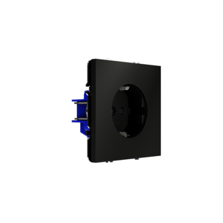 Розетка встраиваемая Voltum S70 с заземлением и защитными шторками, 16А, (черный матовый)