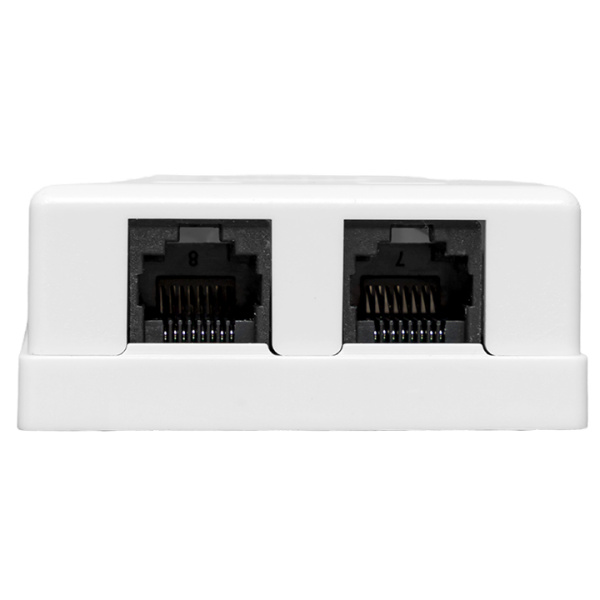 Розетка настенная TERACOM Cat,5E неэкранированная 2 порта RJ-45 Dual IDC белая EKF