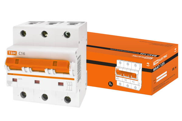 Выключатель автоматический ВА МОД ВА47-125 3П 16А 15кА С TDM