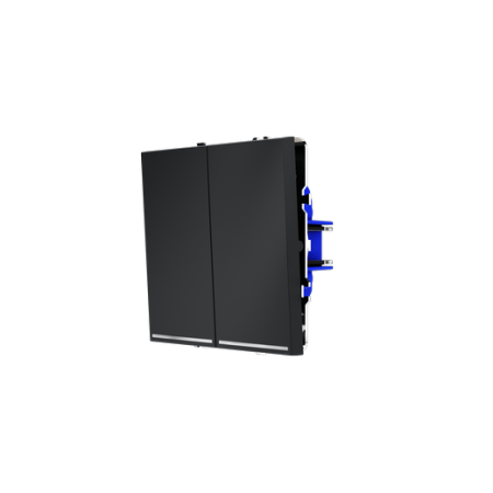 Проходной переключатель встраиваемый Voltum S70 двухклавишный с подсветкой 10А, (графит)