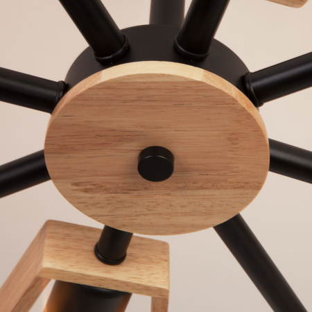 Потолочная люстра в стиле лофт 8*E27 40Вт светлое дерево, черный IP20 Klark (70056/8 черный) Eurosvet