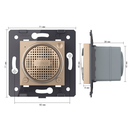 Колонка Bluetooth 5.0, цвет золотой (механизм) Livolo