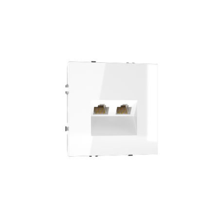Розетка компьютерная встраиваемая Voltum S70 двойная RJ45+RJ45 КАТ.6, (белый глянцевый)