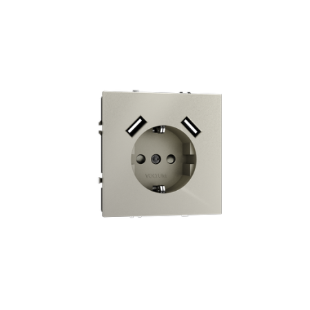 Розетка встраиваемая Voltum S70 с заземлением и защитными шторками, 16А, с USB, A+A, (шелк)