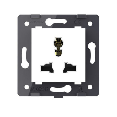 Розетка универсальная с з/з с защитными шторками 16A, цвет белый (механизм) Livolo