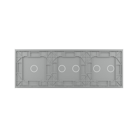 Панель для трех сенсорных выключателей, 5 клавиш (2+2+1), цвет серый, стекло Livolo