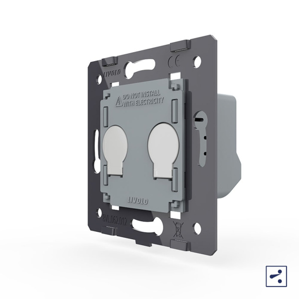 Двухклавишный проходной сенсорный выключатель (механизм) Livolo