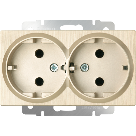 Розетка двойная с заземлением (шампань рифленый) СУ IP20 Werkel