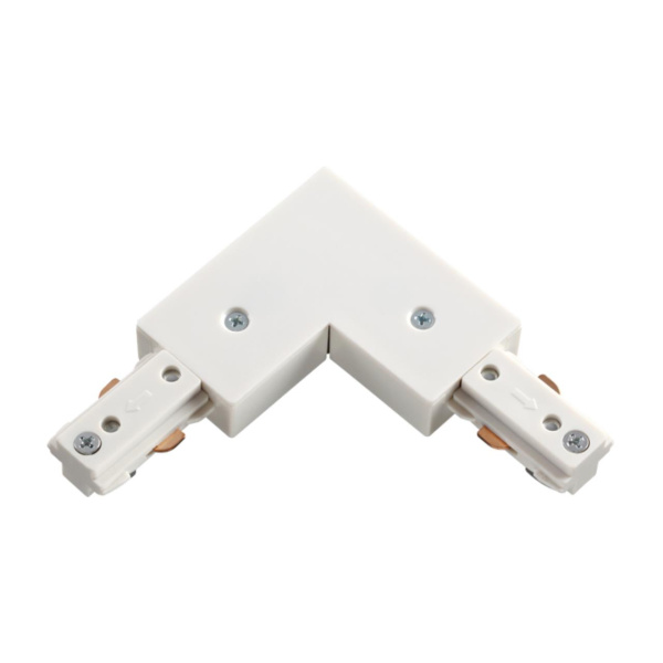 Соединитель с токопроводом L-образный для однофазного трехжильного шинопровода белый NOVOTECH