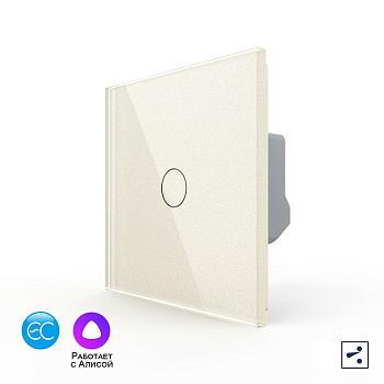 Одноклавишный проходной умный сенсорный выключатель EC, 1 пост, цвет жемчужный Livolo