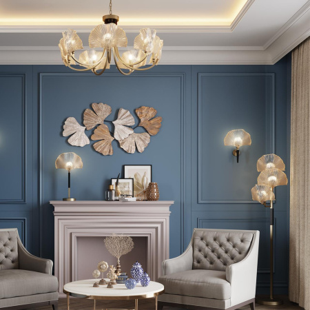 Люстра E14 7*40W VENTAGLIO золотой/чёрный/стекло ODEON LIGHT