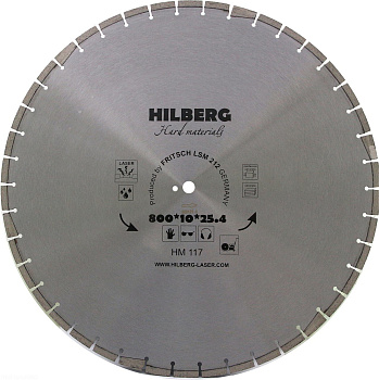 Диск алмазный отрезной 800*25,4*12 Hard Materials Лазер HM117 Hilberg