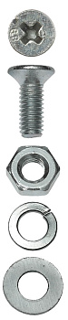 Винт (DIN965) в комплекте с гайкой (DIN934), шайбой (DIN125), шайбой пруж. (DIN127), M3x8мм, 55шт, ЗУБР