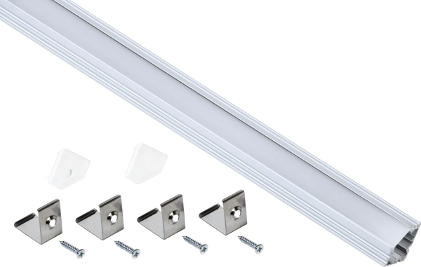 Профиль алюминиевый для светодиодной ленты 1919 накладной треугольный 2м с комплектом аксессуаров (о