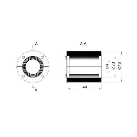 Проходка круглая, нержавеющая, D43х40 мм для кабелей D = 4-23 мм DKC