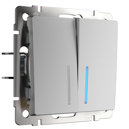 Встраиваемые механизмы Выключатель СУ 2 кл. с подсветкой 10А серебряный IP20 Werkel