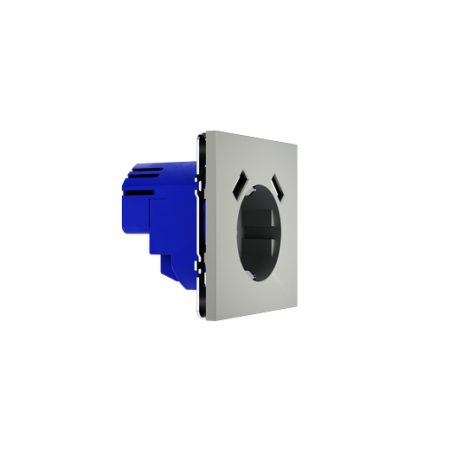 Розетка встраиваемая Voltum S70 с заземлением и защитными шторками, 16А, с USB, A+A, (сталь)