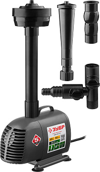 Насос фонтанный, ЗНФЧ-50-3.4, для чистой воды, напор 3,4 м, насадки: колокольчик, гейзер, каскад, 85 Вт, 50 л/мин ЗУБР