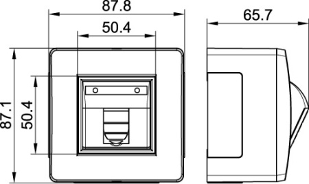 Коробка в сборе с 1 розеткой RJ45, кат.5е (телефон / компьютер), белая DKC