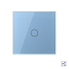 Одноклавишный проходной/перекрестный сенсорный выключатель 1 пост, цвет синий Livolo