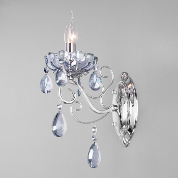 Классическое хрустальное бра 1*E14 60Вт хром IP20 Escada (10109/1 хром) Eurosvet